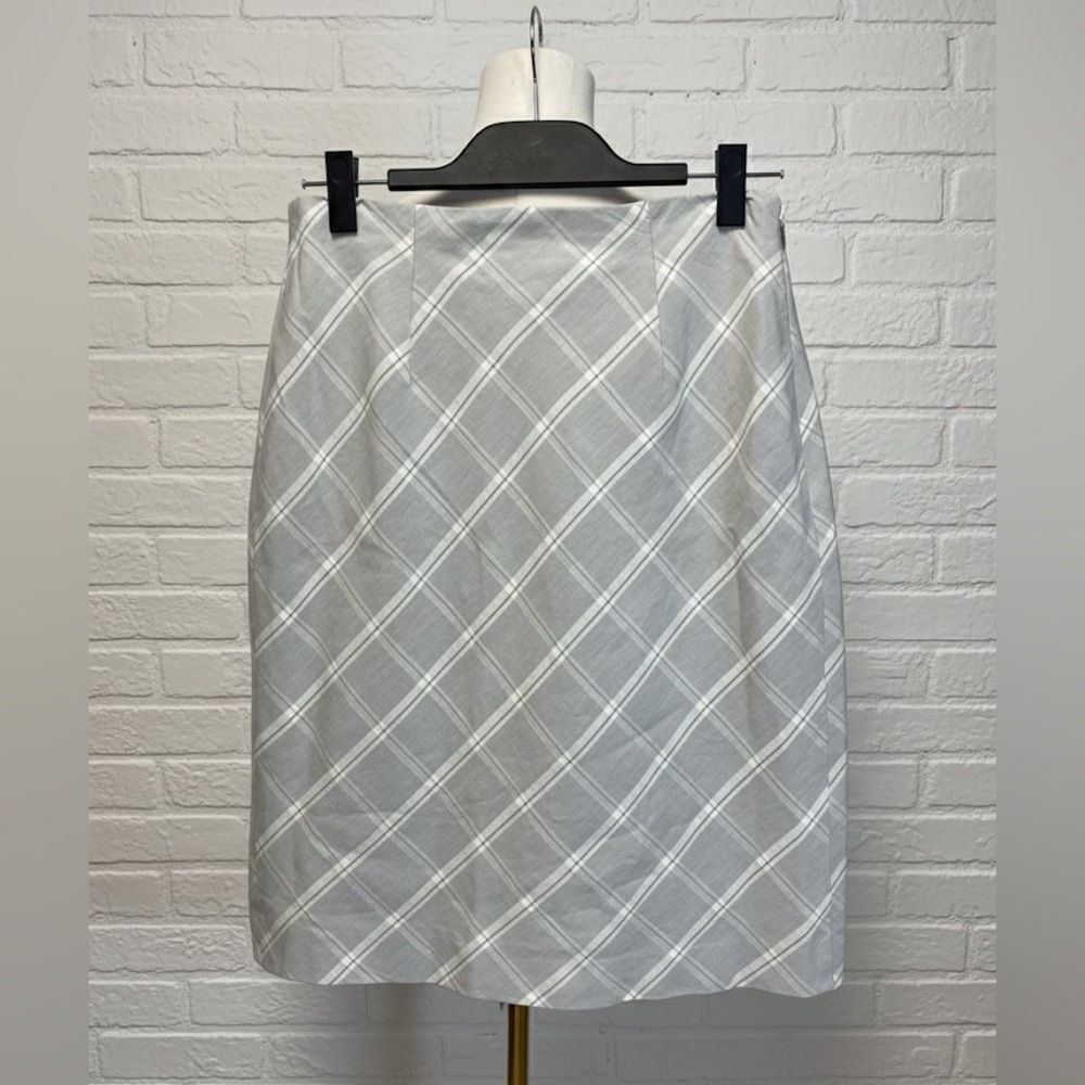 Rebecca Taylor gray Linen window pane a line skirt